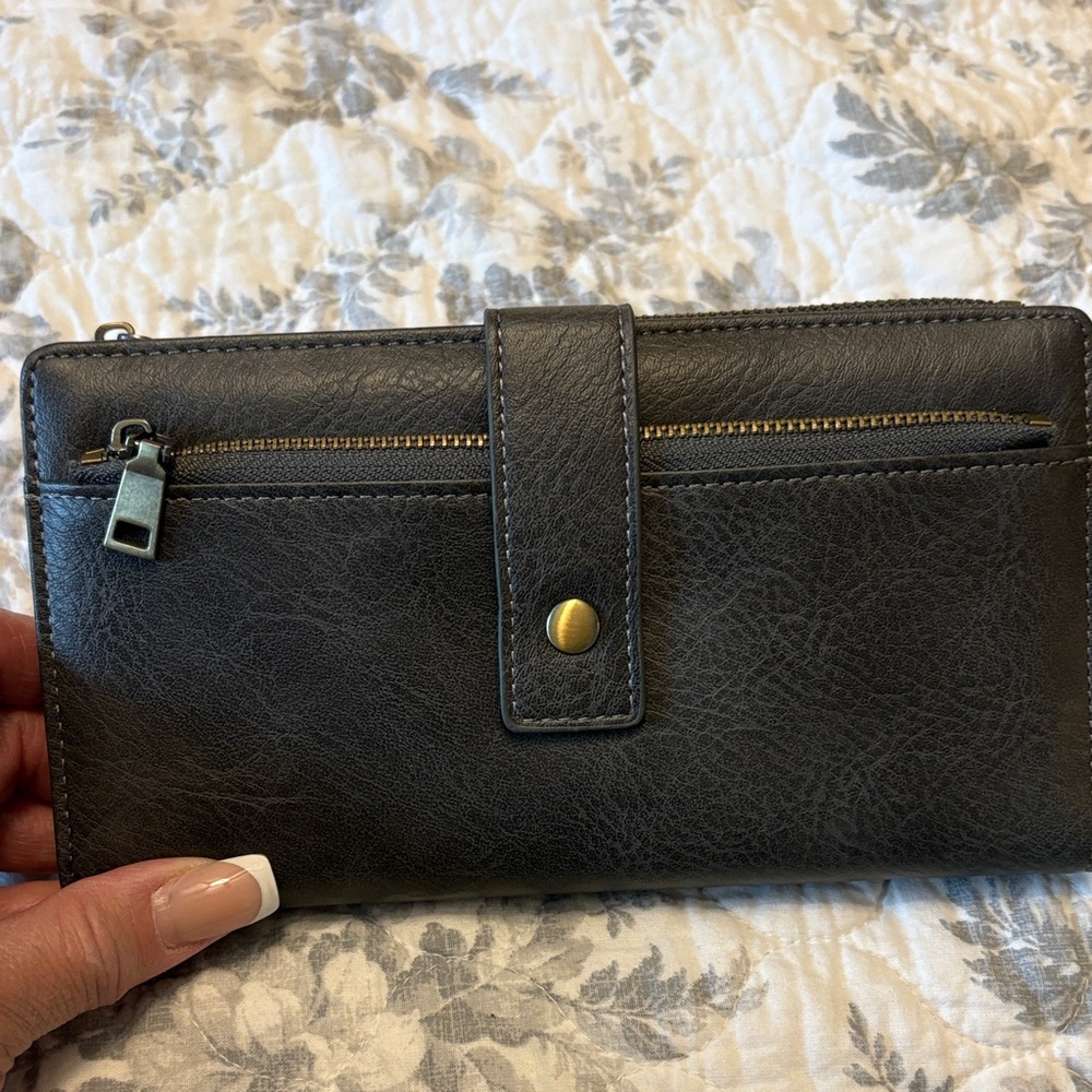 Grey PLeather Phone Wallet Case